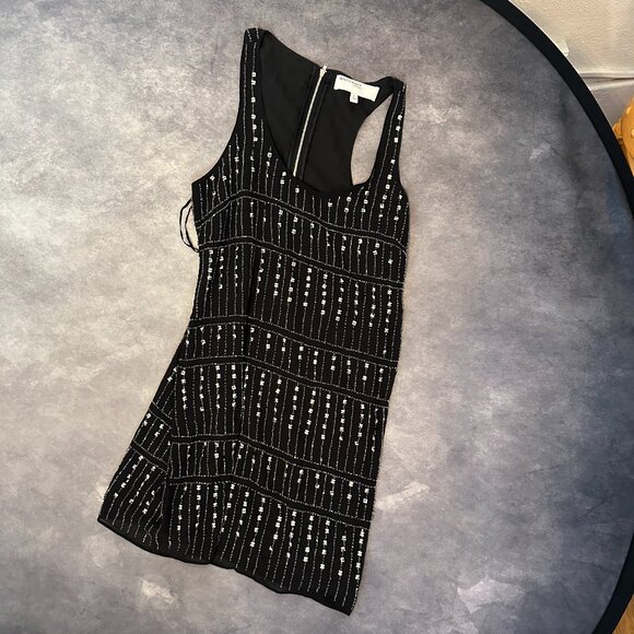 Black Walter Baker Sequin Sleveless Beaded Sheath Dress Size Large - Picture 1 of 5